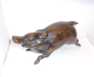 Figura de jabalí vintage de metal con tono bronce detallada - Imagen 1 de 9