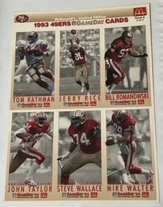 Carte da calcio McDonalds NFL GameDay 1993 da collezione completo non tagliato foglio B 2-3 - Foto 1 di 2