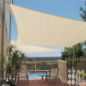 Sand 2-7ft Rectangle Sun Shade Sail Patio Yard Pool Canopy Shelter Shade Cover - Picture 1 of 16