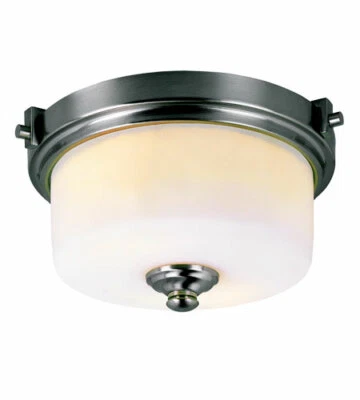 TRANS GLOBE LIGHTING Brushed Nickel And Frosted Glass 2-Light Semi-Flush Ceiling Light Orig $165