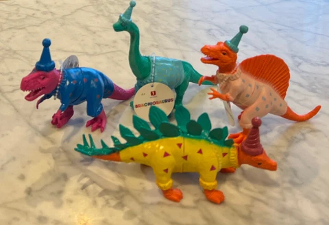Target Bullseye Playground LOT OF 4 BIRTHDAY DINOSAURS Dino Party Figures Favors Cover