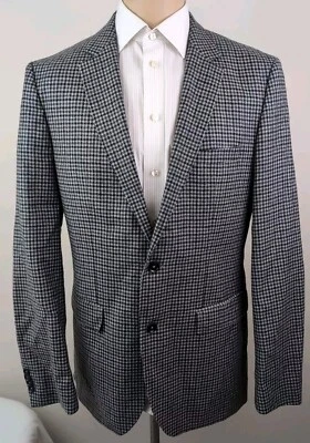 Hugo Boss The Smith12 Mens Gingham Check Elbow Patches 2 Btn Sport Coat Size 40L - Image 1 of 4