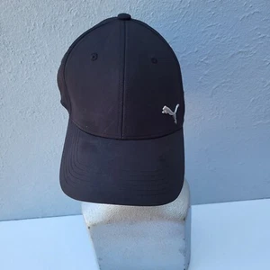 Puma Hat Cap Size L/XL Black Flex Stretch Fitted Golf Cat Logo Cap Hat - Picture 1 of 5