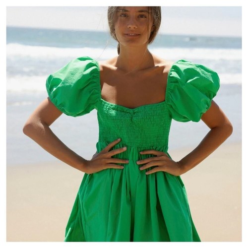 TORY BURCH Abito donna Cousin The Label con bretelle manica a sbuffo taglia SM NUOVO CON ETICHETTE 198 verde