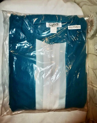 Styled by Saybury Teal & White Fleece Long Robe Nightgown Zip Closure - 1X - NIP - Image 1 of 2