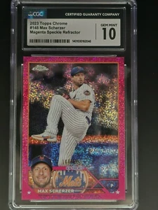 2023 Topps Chrome Baseball Max Scherzer Magenta Speckle Refractor 144/350 CGC 10 - Picture 1 of 2