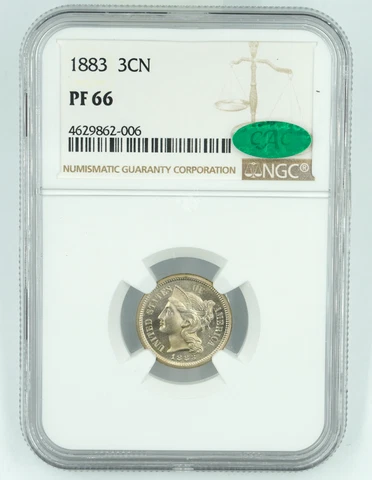 1883 NGC & CAC PF66 3CN Three Cent Nickel Cover
