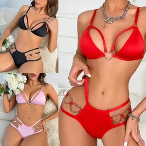 Women Sexy-Lingerie Lace Bra Set Nightwear Sleepwear Babydoll G-string Underwear - Picture 1 of 27