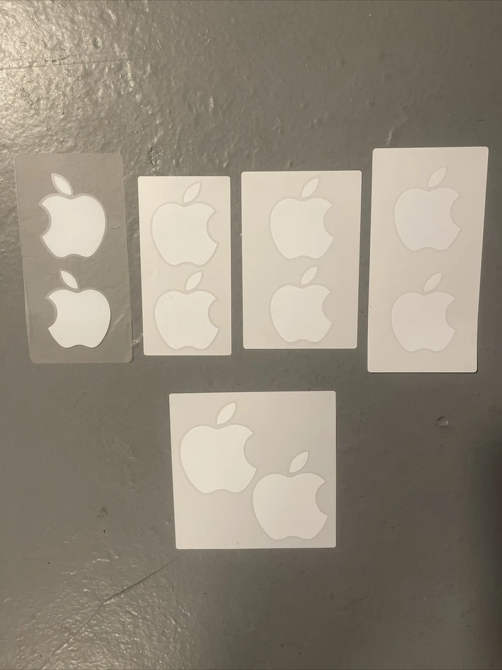 NEW White Apple Logo Sticker Decal - Genuine OEM - Set Of 5 - 10 Total Stickers - Image 1 of 1