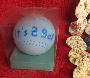 New In Box It's A Boy Blue Baseball Candle Baby Celebration Gift  - Picture 1 of 5