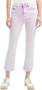 7 For All Mankind Women's Pink High Waist Slim Kick Jean SZ.24,28 Made in Italy - Picture 1 of 15