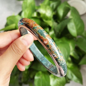 Natural Color Ocean Jasper Quartz Eye Crystal Bangle Inside Diameter 61.5mm C14 - Picture 1 of 13