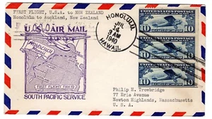 C10a Booklet Pane on FAM 19-3 PAA Clipper Flight Honolulu HI - Auckland NZ 1940 - Bild 1 von 2