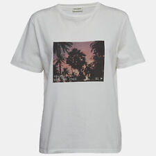 Saint Laurent  White Palm Tree Print Distressed Cotton Knit T-Shirt L