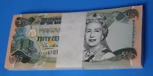 Bahamas 1/2 Dollar 100 Banknotes, P 68 2001 UNC, 1 Bundle, Queen Elizabeth II - Picture 1 of 2