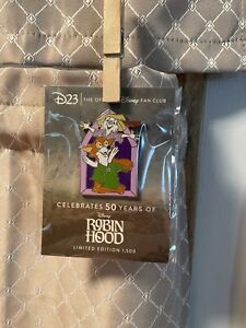 Disney D23-Exclusive Robin Hood 50th Anniversary Pin Limited Edition To 1500-NIP