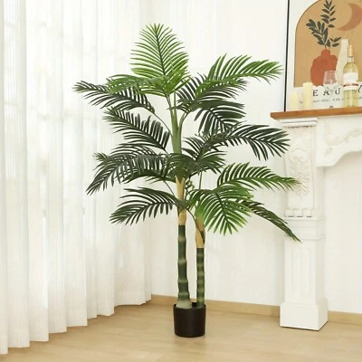 Planta tropical artificial de palmera de 5 pies de alto plantas de imitación de interior planta de piso falso Foto 1 de 4