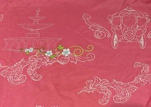 DISNEY Princess Twin FITTED Bed Sheet Floral Pink Carriage Castle - Picture 1 of 6