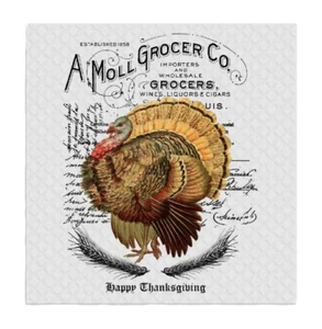 PAÑO DE PLATO SUECO VINTAGE PAVO AGRÍCOLA DE ACCIÓN DE GRACIAS - Imagen 1 de 2