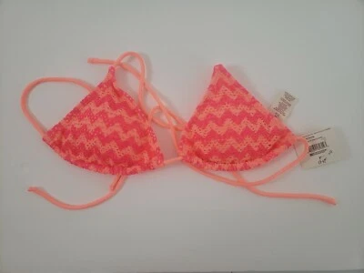 Top de biquíni Ocean Pacific Juniors médio 7-9 rosa neon e laranja novo com etiquetas - Imagem 1 de 4