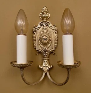 Vintage Leuchten PAAR außergewöhnliche 20er Jahre Wandlampen mit Bronze Doré Finish - Bild 1 von 5