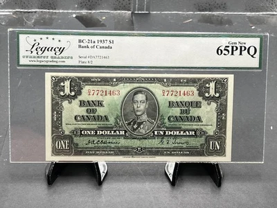 1937 Bank Of Canada Osbourne Towers RARE $1 bank Note Graded 65PPQ SN# DA7721463 - Image 1 of 4