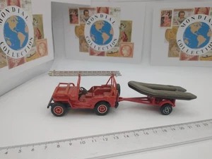 PMPB9-0428 Auto Sapeurs Pompieri SOLIDO JEEP WILLYS + Barca ZODIAC 371 1/43 - Foto 1 di 2
