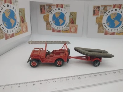 PMPB9-0428 Auto Sapeurs Pompieri SOLIDO JEEP WILLYS + Barca ZODIAC 371 1/43 - Immagine 1 di 2