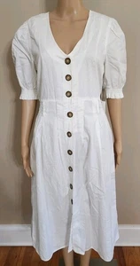 Live 4 Truth Damen Kleid Größe Large Weiß Button Down Ballonärmel  - Bild 1 von 7