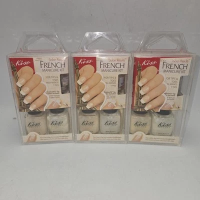 Kit de manicura francesa Kiss para puntas y dedos de los pies Sheer Buff lote 3 nuevo Foto 1 de 3