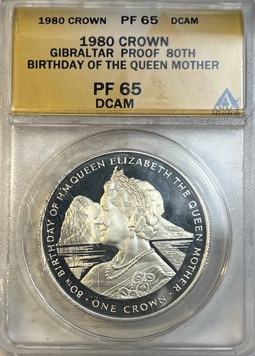 GIBRALTAR ELIZABETH II CROWN 銀貨 1980年 1 Crown - Elizabeth II (Queen Mother) - Gibraltar – Numista