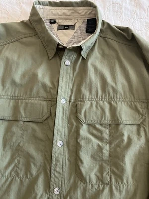 REI UPF 40+ Mens Roll & Long Sleeve Button Down Green Vented Hiking Shirt Large - Image 1 of 4