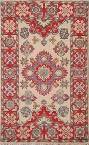 Geometric Kazak Foyer Rug 2x3 Ft Hand-Knotted Oriental Wool Carpet Accent Rug - Picture 1 of 17