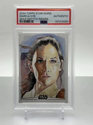 2024 Topps Star Wars Galaxy Indara Boceto Lámina Dorada Tinte Marcia PSA Auténtico Foto 1 de 2