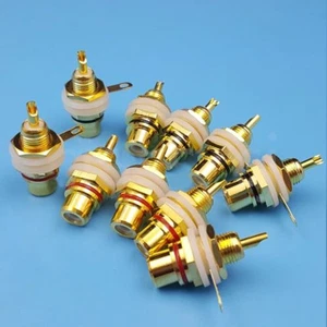 10x/Set Chassis Phono Connector Set Mount Plated Panel Female Jack Socket - Picture 1 of 6