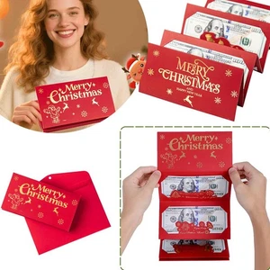 Weihnachten Geld oder Geschenk Kartenhalter Zum Selbermachen Heißprägen Falten Rot Umschlag - Bild 1 von 18