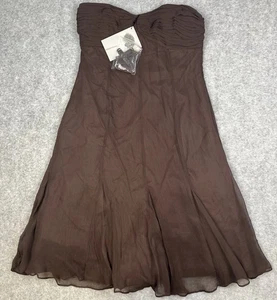Coast Brown Chiffon & Seide Bandeau/Träger Abendkleid Brandneu Y2K - Bild 1 von 8