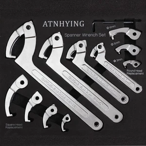 12pcs Adjustable Spanner Wrench Sets with Replaceable Head, C-Shape Pin Hook ... - Picture 1 of 6