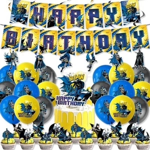 Batman Theme Kids Birthday Party Balloons Banner Cupcake Topper Supplies Decor⊰ - Picture 1 of 5