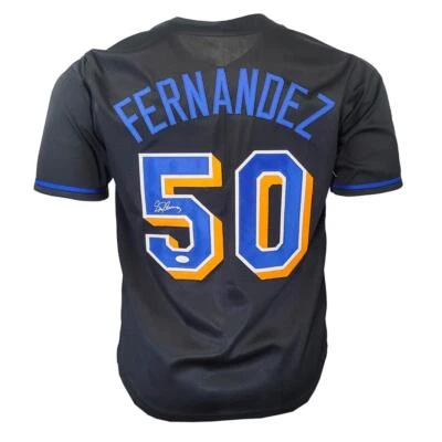 Camiseta de béisbol negra firmada por Sid Fernández de Nueva York (JSA) Foto 1 de 3