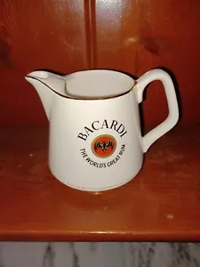 Vtg Rum Bacardi Barware Porcelain Arklow Ireland Advertising Pitcher Gold Trim - Picture 1 of 5