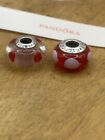 Genuine Pair Pandora Pink/Red Love/Hearts/Kisses Charms