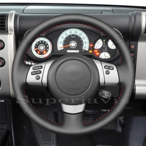 Custom Black PU Leather Steering Wheel Stitch on Cover For Toyota FJ Cruiser - Picture 1 of 11