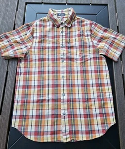 Ibex Shirt Mens Small Red Yellow Plaid Wool Button Up Outdoors Camping Hike - Picture 1 of 10