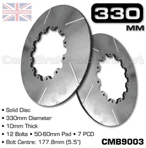 330MM x 10MM x 12 BOLT x 60MM PAD x 7″ PCD – GROOVED BRAKE DISC - PAIR - Picture 1 of 1