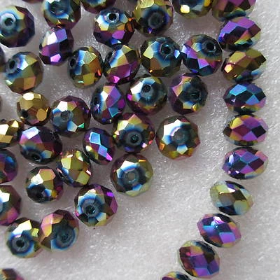 4mm 6mm 8mm 10mm AB Beads Beautiful Faceted Rondelle Glass Crystal in Strings - Image 1 of 4