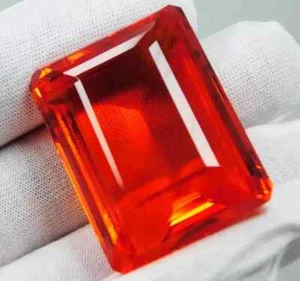 Natural Brazilian Orange Topaz Emerald Cut A+ Certified 155.35 Ct Loose Gemstone - Picture 1 of 7
