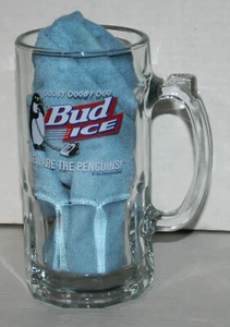 Vorsicht vor den Pinguinen! 1996 Bud Ice Bier großer 32 Unzen Glas Becher 8" Anheuser-Busch - Bild 1 von 5