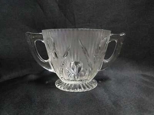 Jeannette Glass Iris & Herringbone Clear: Open Sugar Bowl, 3 1/8" Tall, As Is - Picture 1 of 11