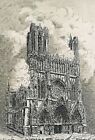 La Cathedrale De Reims Sous Les Obus 1914. Gravure Signee Au Crayon Lucie Garnot